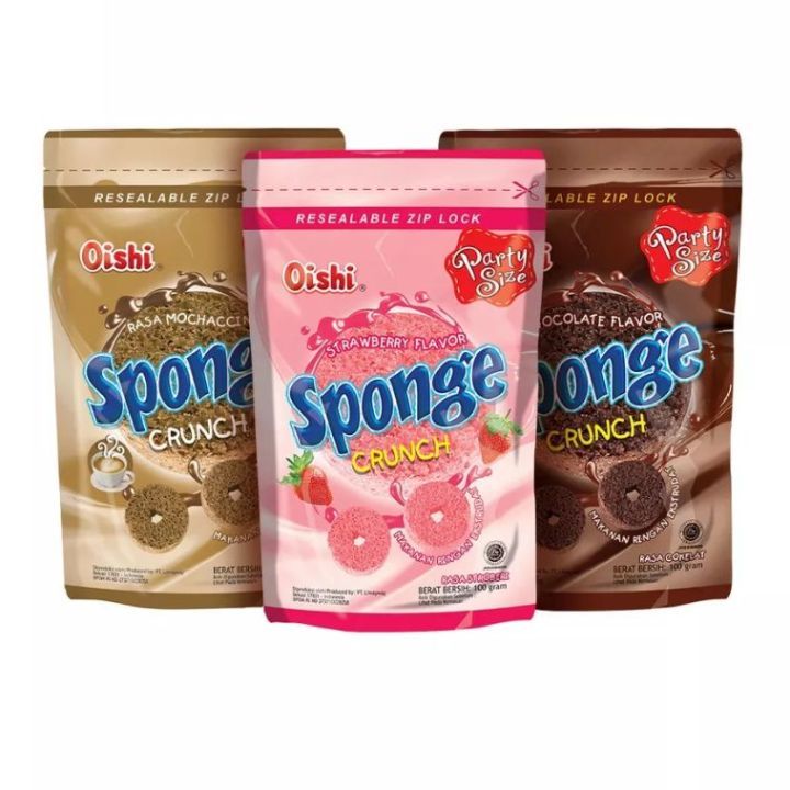 

SPONGE CRUNCH STRAWBERRY & COKLAT 100 gr - RESEALABLE ZIP LOOK