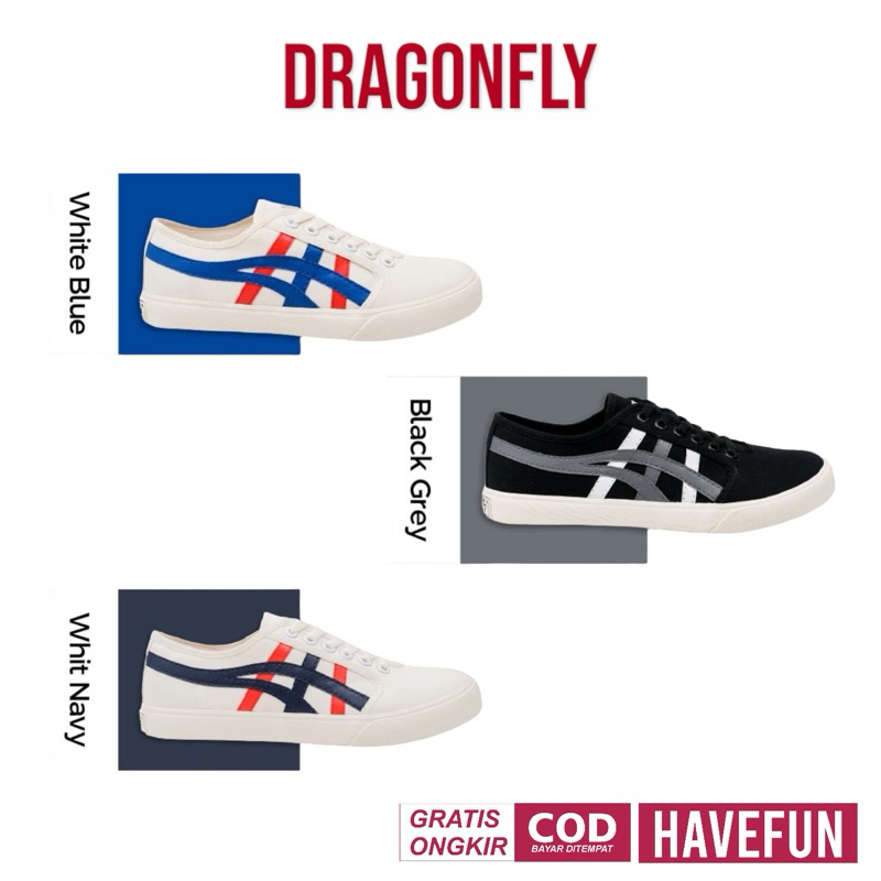 Sepatu Dragonfly Alpha White / Black Original Gratis Kaos Kaki