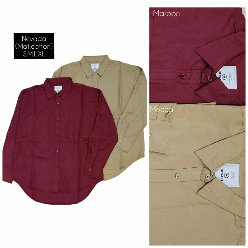 Kemeja Polos Reguler Pola Besar Cewek Dewasa Nevada Matahari