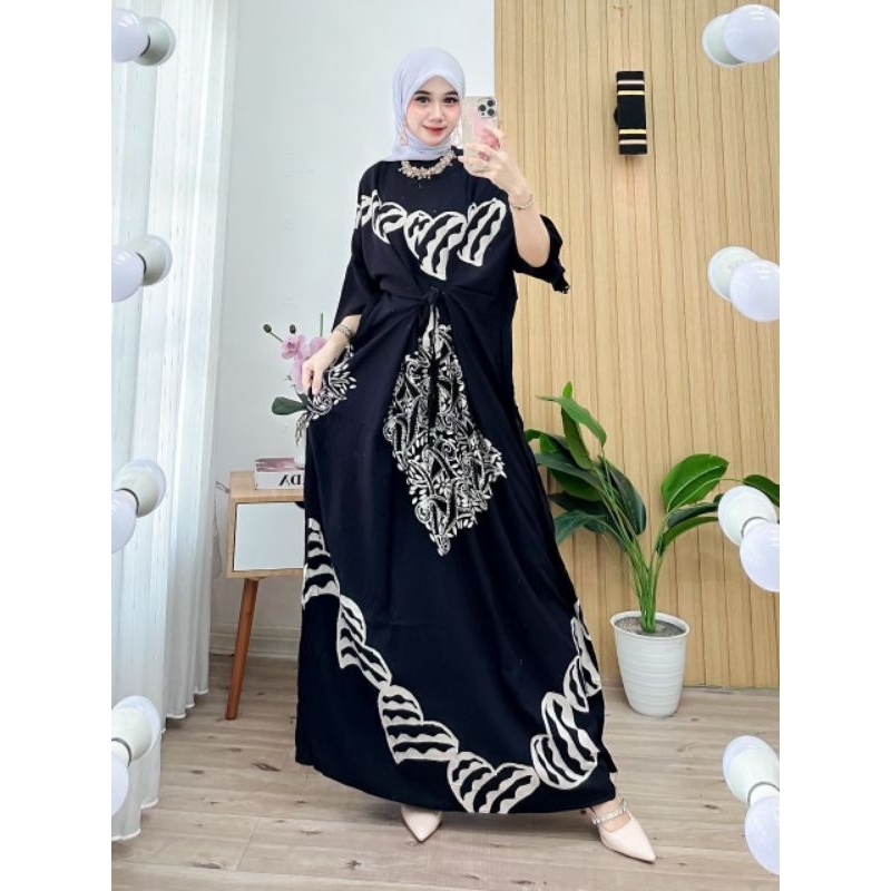 Kaftan Wanita Kaftan Batik Cap Dress Kekinian Hijab Kaftan Jumbo XXXXL