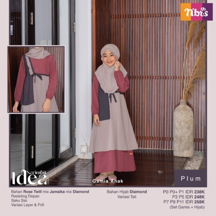 Gamis anak lucu - Gamis anak kekinian - Gamis murah - Gamis nibras idea plum/mustard//