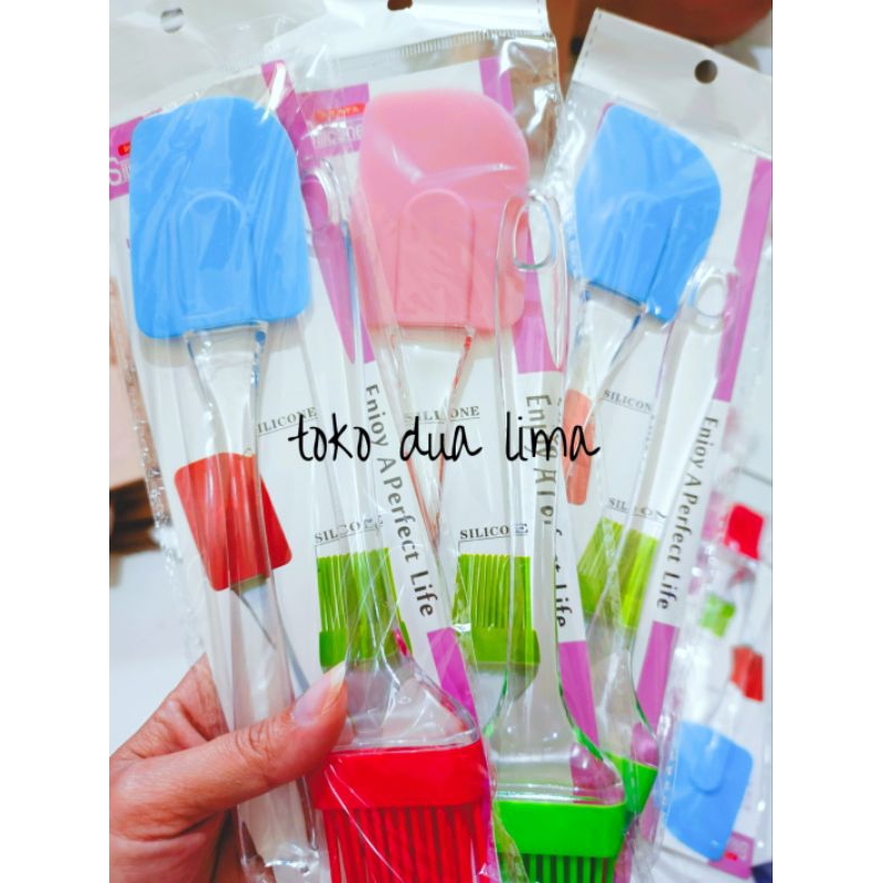 spatula kuas silicon jumbo 1 set isi 2/ spatula silicon/ kuas silicon jumbo