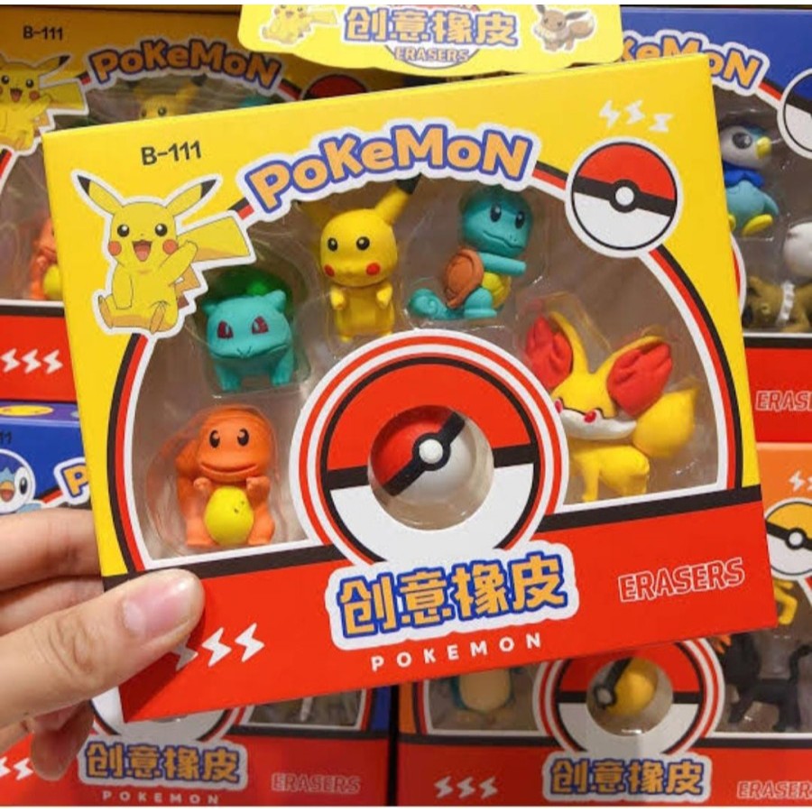 

Penghapus Pensil Pokemon Set 6 Eraser Alat Tulis Premium - Pikachu DKK
