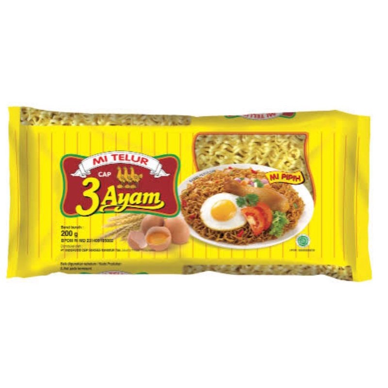 

Mie Telur Cap 3 Ayam 200gr