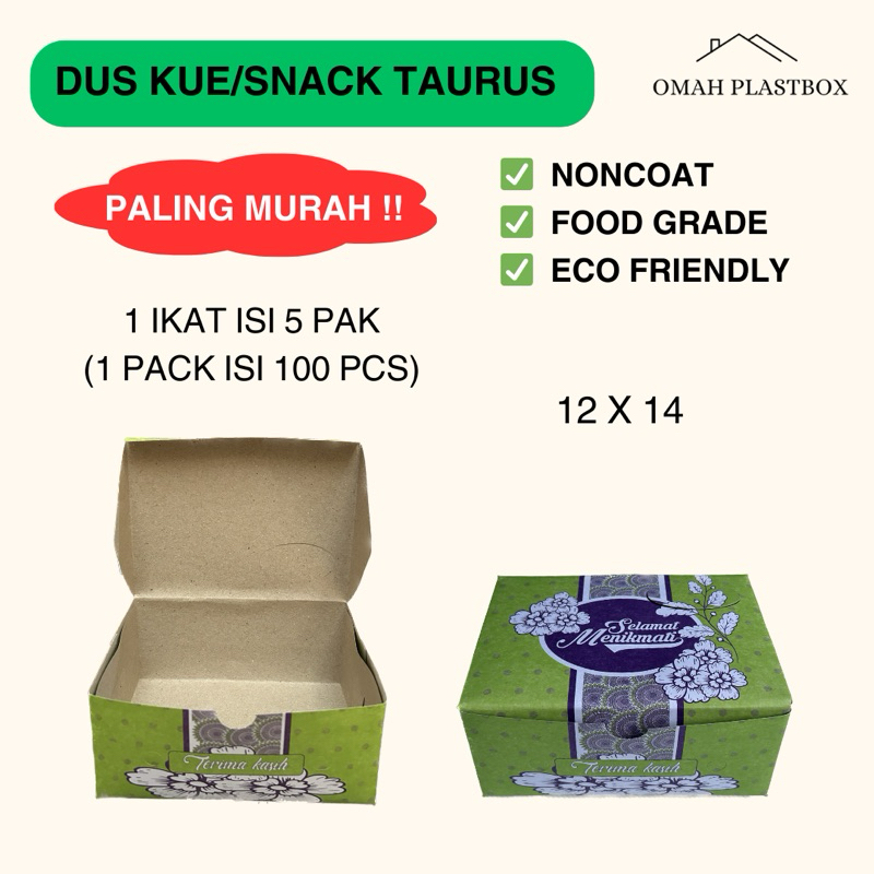 

Dus Kue Snack Taurus 12x14 100 Pcs - Box Makanan kue