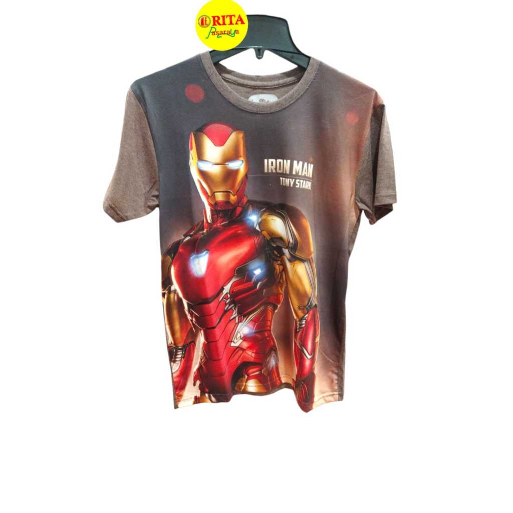 Kaos pria motif Iron Man