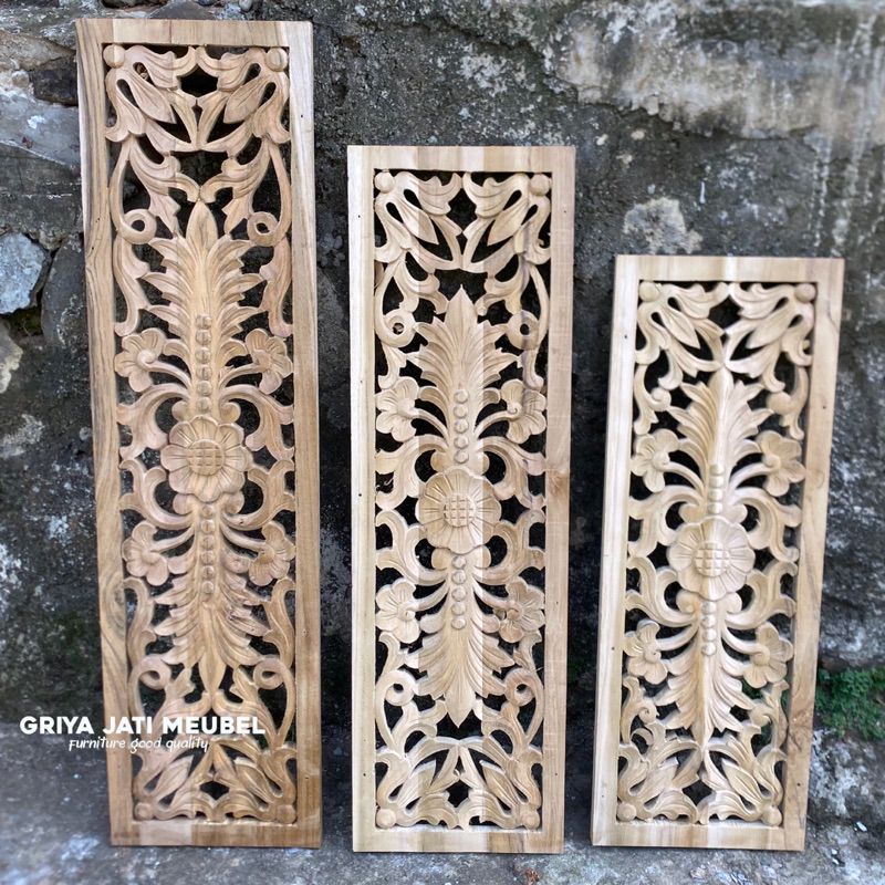 ornamen kayu jati | hiasan dinding ukiran jati | TERLARIS