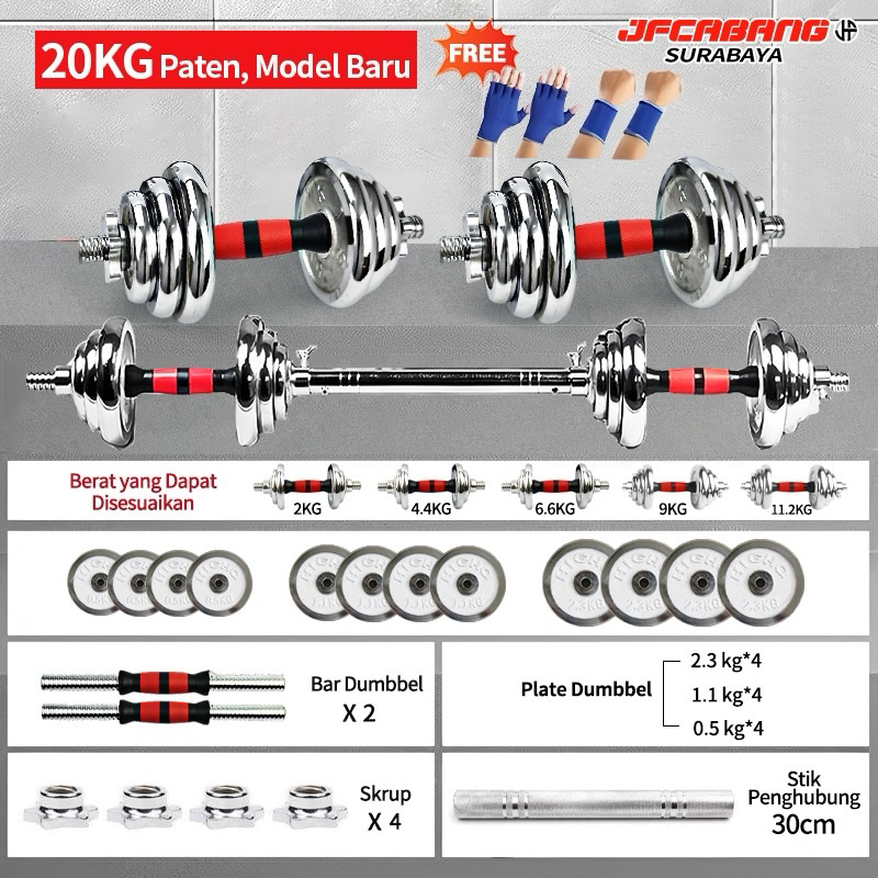 Dumble set 20kg murah // barbel free konektor // barbel // barbel murah