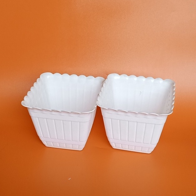 DASYAT Pot Bunga Kotak  Pot BungaPutih  Pot 25 segi amanda Putih Pot Bunga Murah