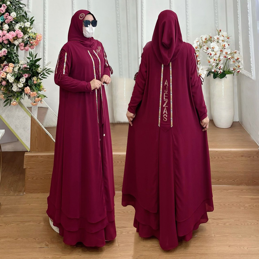 TERBARU Set Gamis Syari Jubah Kode DEWINA Bahan Ceruty Babydoll Premium by Ory AjeZas Collection