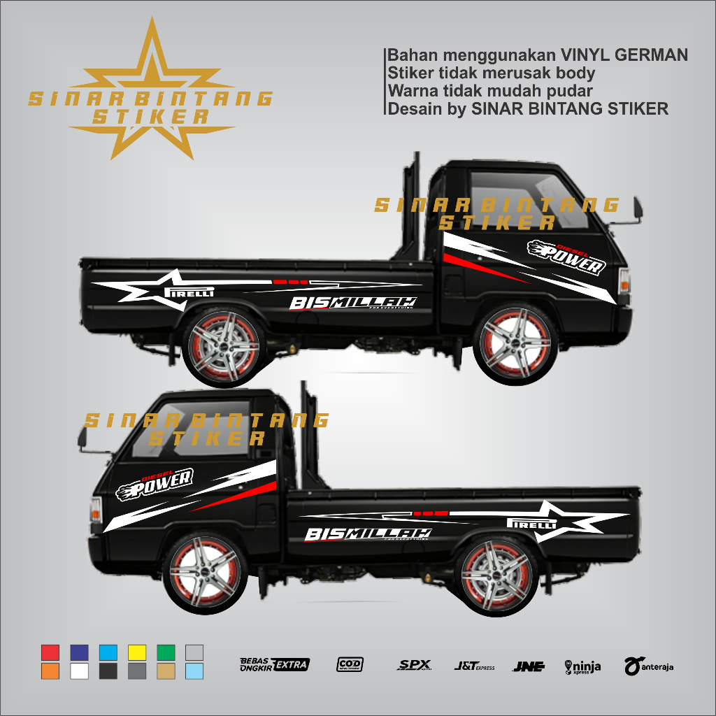 stiker body mobil l300 stiker cutting variasi body pick up l300