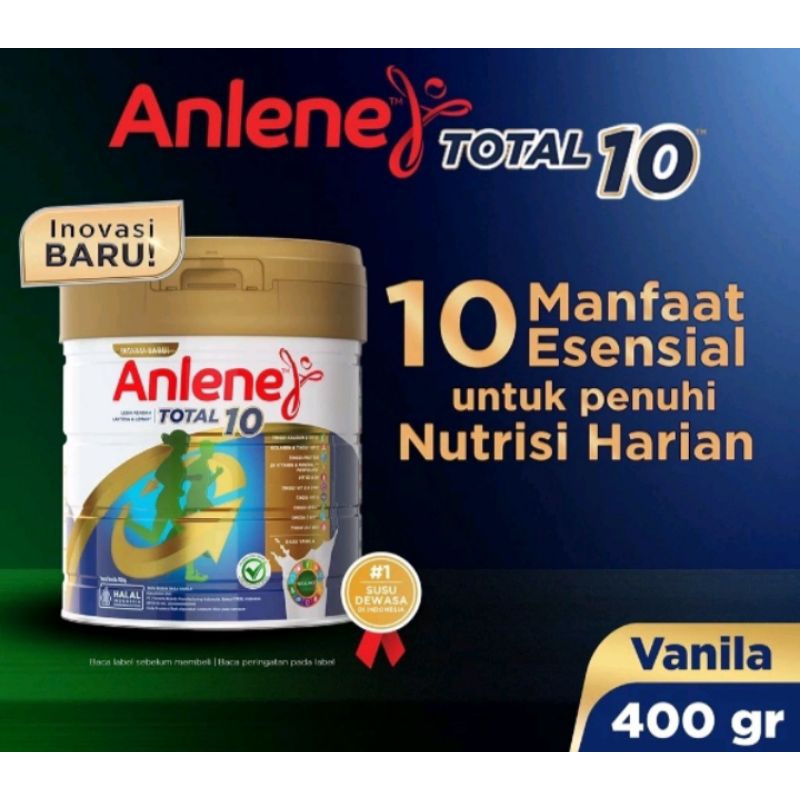 

ANLENE TOTAL10 400gr & 800gr.SUSU NUTRISI TERBAIK.TULANG SENDI OTOT DAN 10 MANFAAT ESSENSIAL