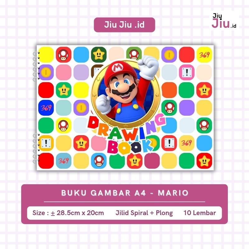 

JiuJiu.id | Buku Gambar / Drawing Book A4 - Jilid Kawat Spiral - 10 Lembar - Karakter Mario