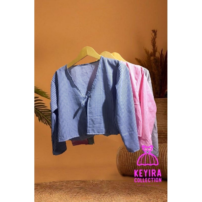 KARDIGAN  WANITA  AUTER WAPER CROP BAJU ATASAN MOTIF SALUR KOREAN STYLE TERMURAH