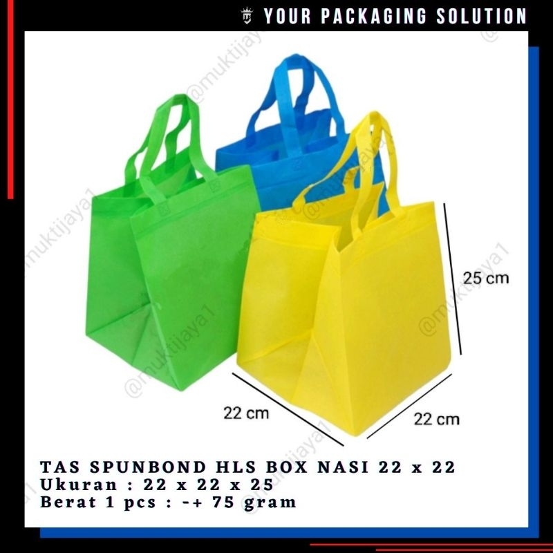 

TAS KOTAK NASI 22x22cm HLS BOX AUTO PRES POLOS • Spunbond / Goodie Bag / Tas Kain / Tas Kado / Tas Berkat / TAS Hajatan