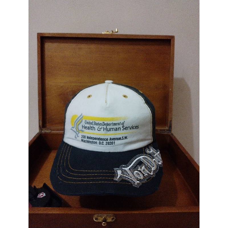 topi caps Von Dutch visor Big logo White blue