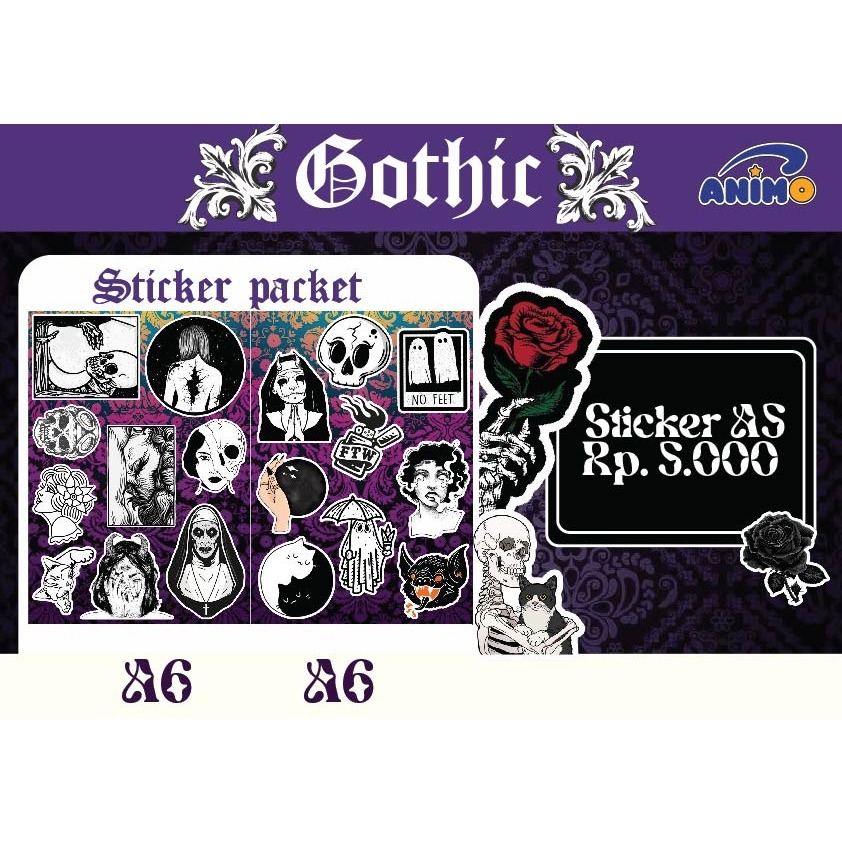 

Stiker Sticker Pack Vinyl Glossy Doff Ghotic Lucu Anti Air Waterproof Laptop Casing Handphone Buku Botol Minum A5