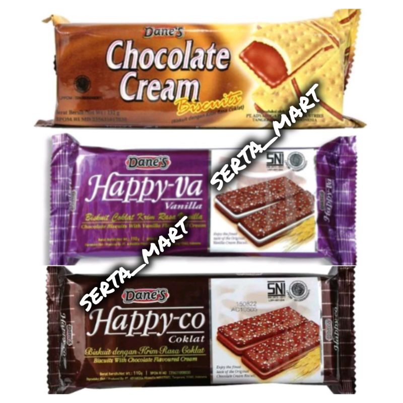 

Danes Happy-Va / Happy-Co - Biskuit Krim Rasa Coklat / Vanilla 105gr