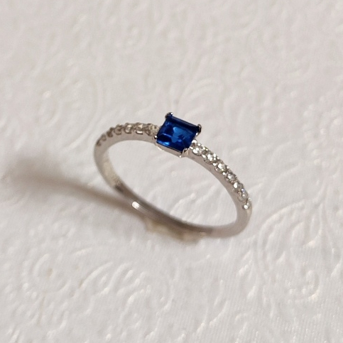 CINCIN SILVER 925 BATU PERMATA BLUE SAFIR & ZIRCON