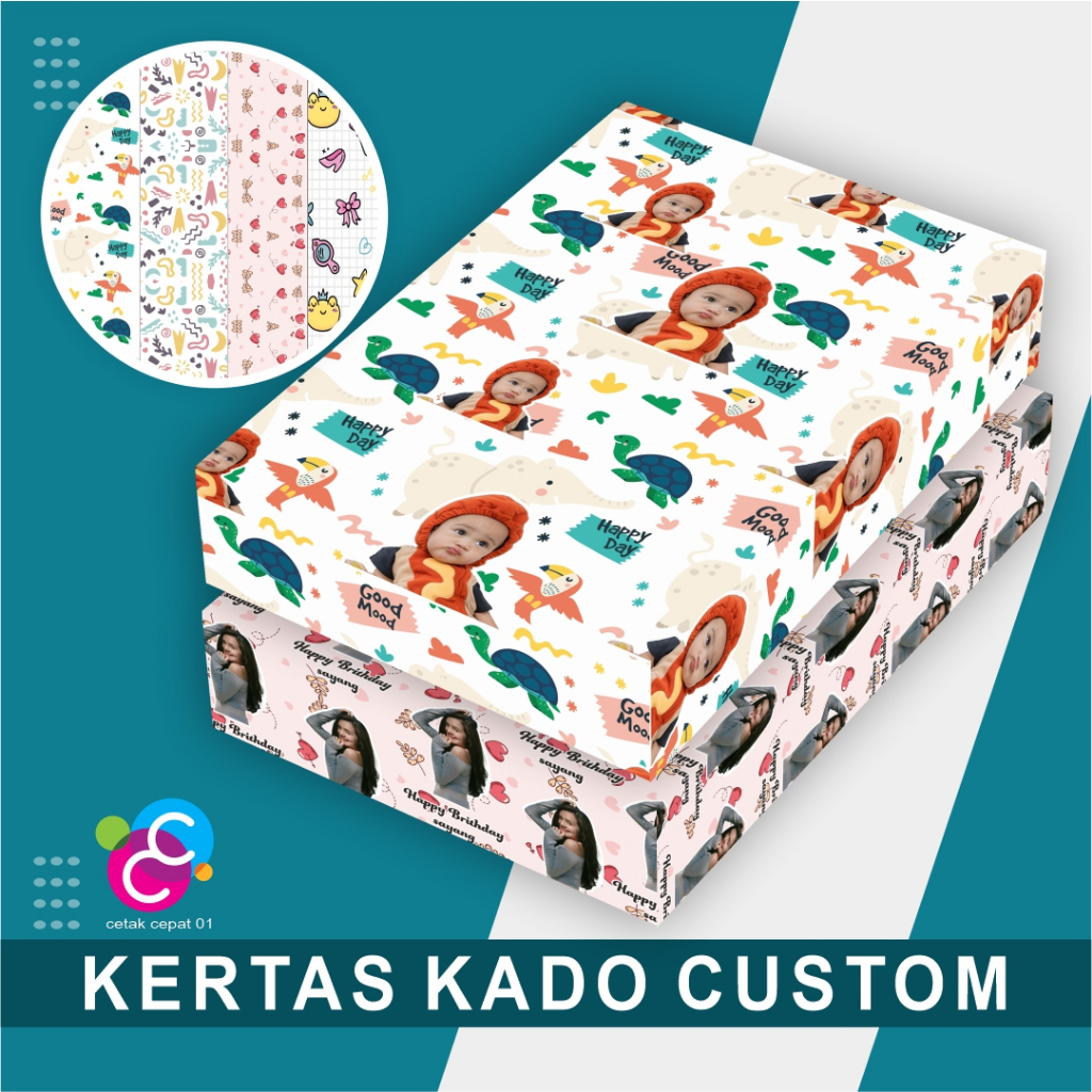 

Cetak Kertas Kado Custom Muka Sendiri Kostum Wrapping Paper Wajah Doodle/Abstrak
