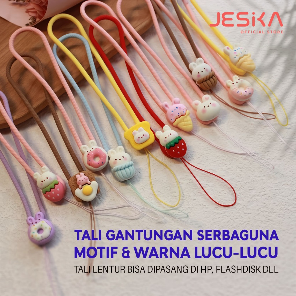Tali gantungan hp strap hp flashdisk id card  tangan universal eceran karet iphone android id card a