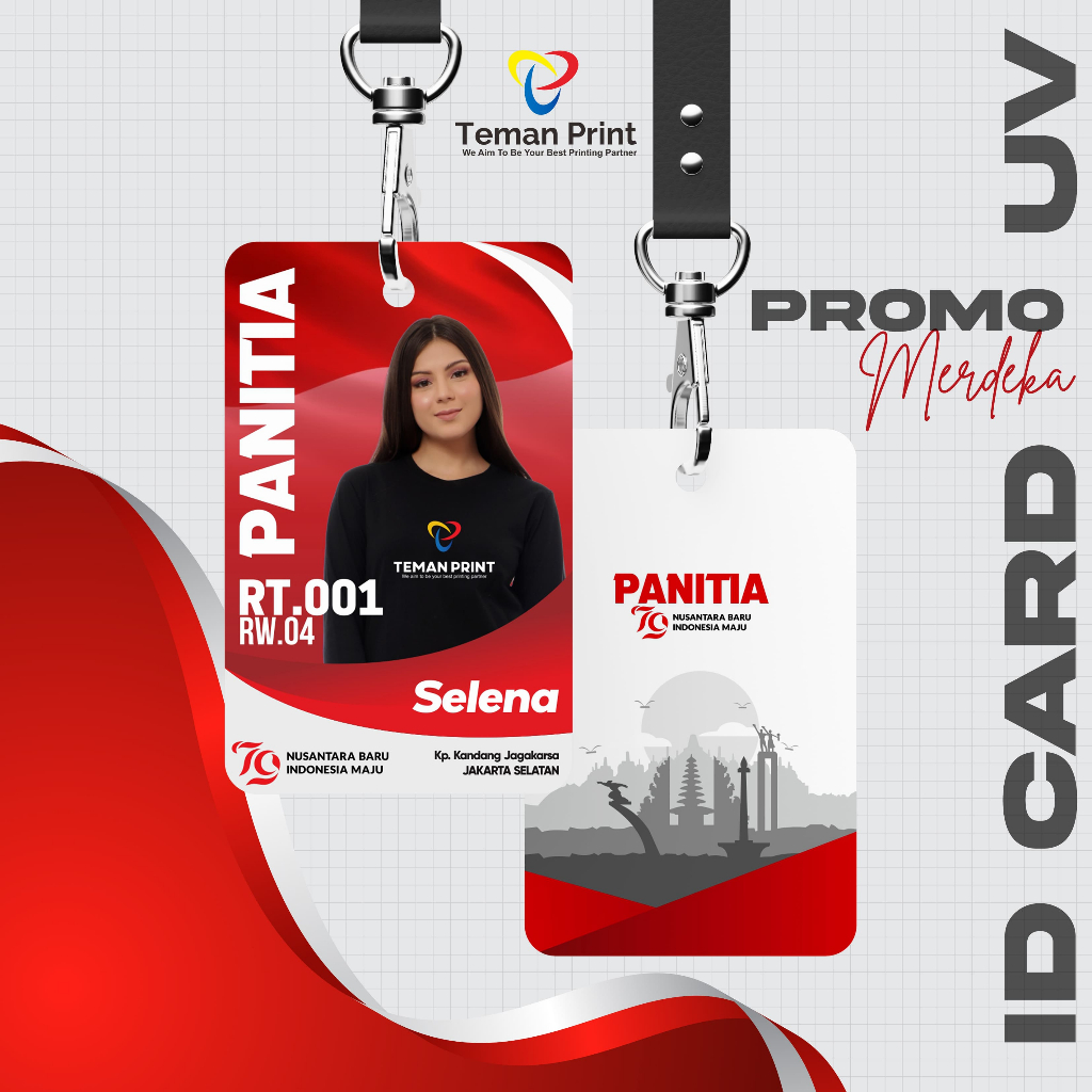 Teman Print Cetak ID Card Panitia 17 Agustus 2 Sisi Name Tag Panitia 17 Agustusan