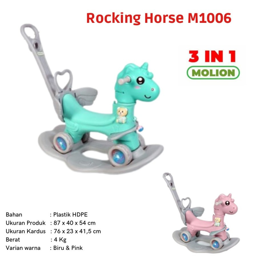 Mainan Kuda-kudaan Anak Rocking Horse 3in1 Molion M1006