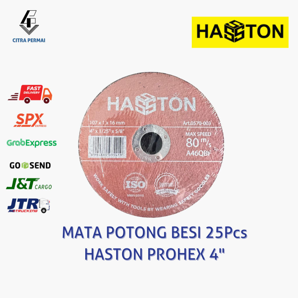 MATA POTONG BESI / BATU 4" (ISI 25PCS) UNTUK GERINDA MEREK HASTON PROHEX / MATA POTONG GERINDA