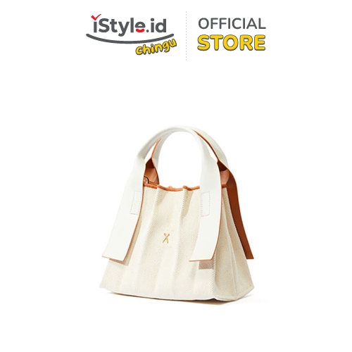 JOSEPH AND STACEY LUCKY PLEATS CANVAS TOTE XS - IVORY CREAM