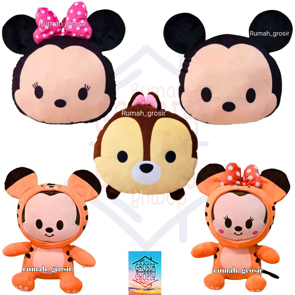 (Rumah Grosir) Bantal Boneka Tsum Tsum Minnie Mickey Chip Lucu