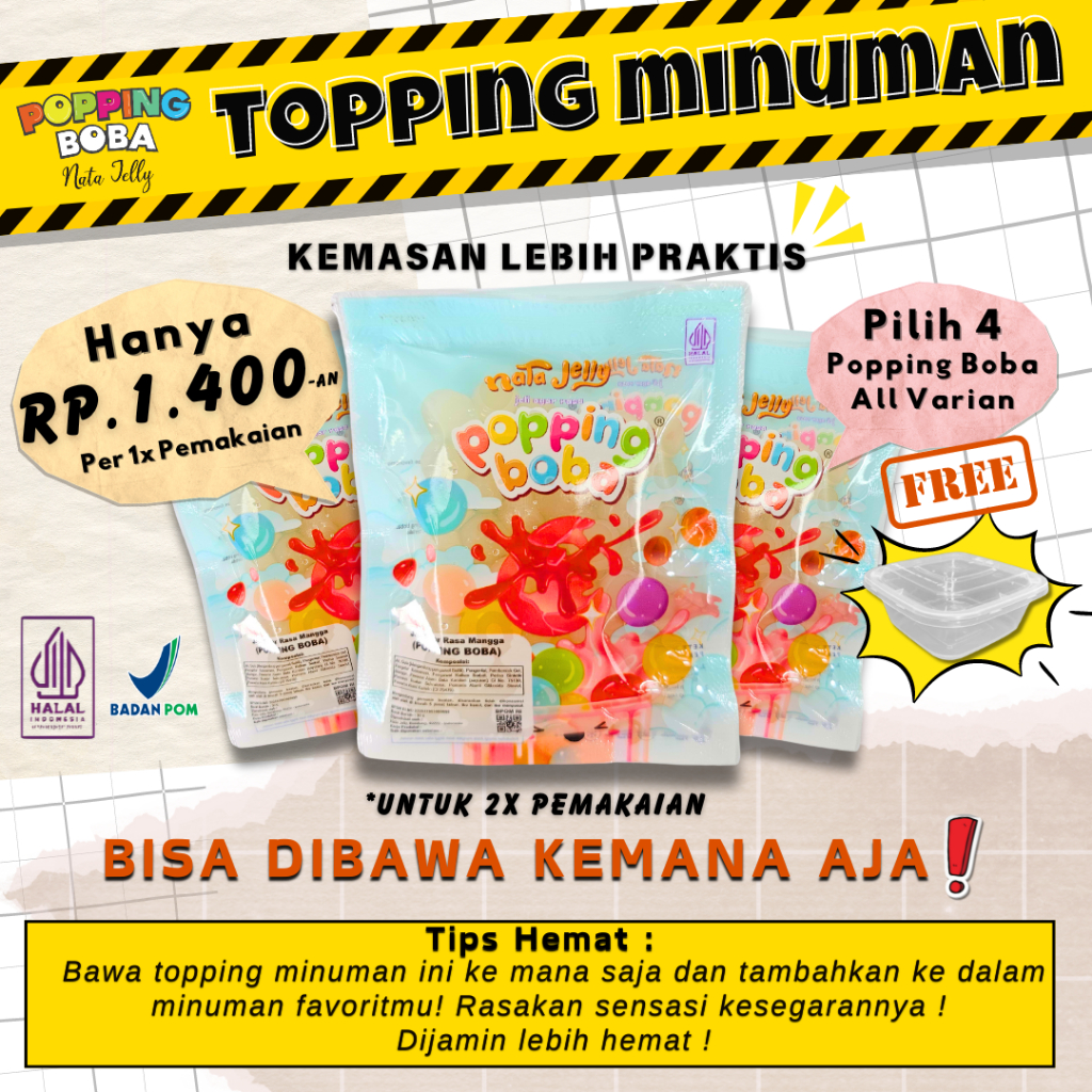 

Popping Boba Nata Jelly - Popping Boba Meletus Rasa Leci 30 Gram | Topping Minuman Pecah Dimulut | Tersedia juga rasa lainnya