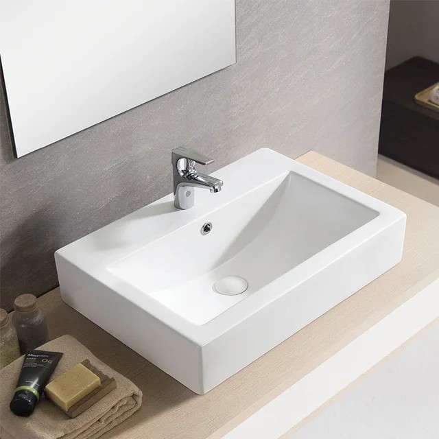 Wastafel Keramik Putih Wikea K15 / Wastafel Cuci Tangan 45x30cm / Wastafel Lavatory Kotak Meja Atau 
