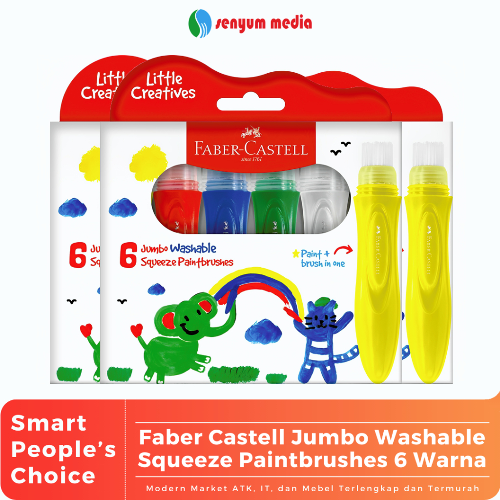 

Faber Castell Jumbo Washable Squeeze Paintbrushes 6 Warna (1 Pcs) (S:PCS)