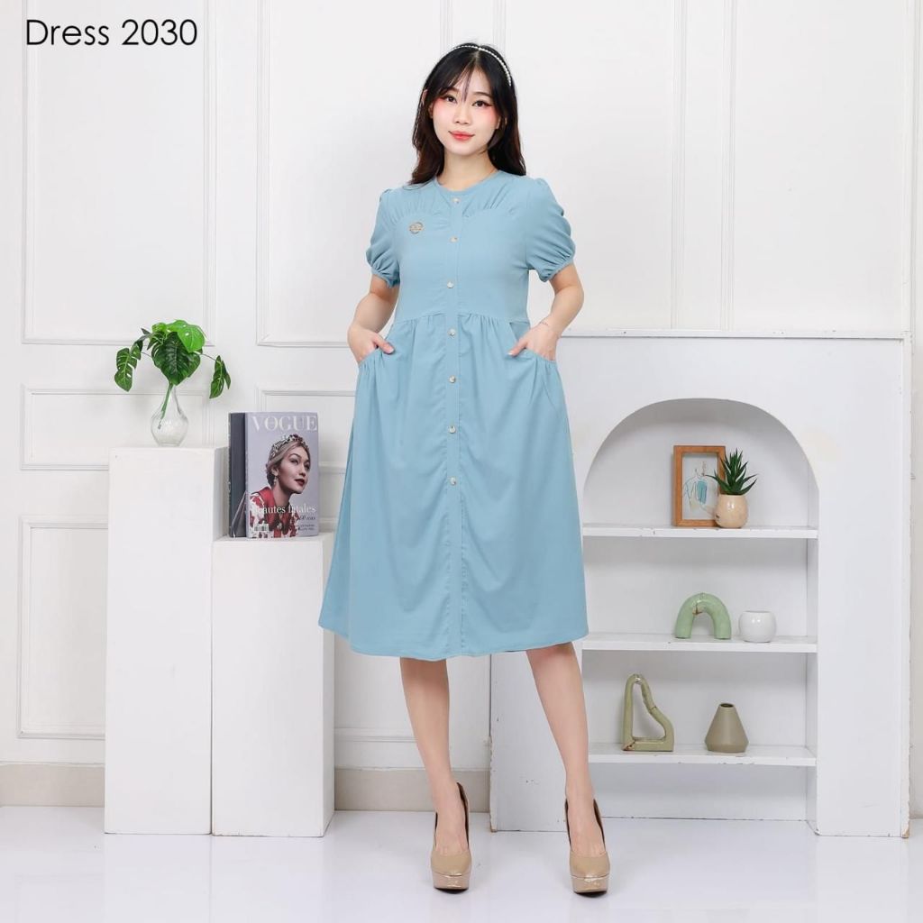 (30) VIOREN Dress outfit simple lengan pendek elegan bahan Bublel spandek premium dress kekinian