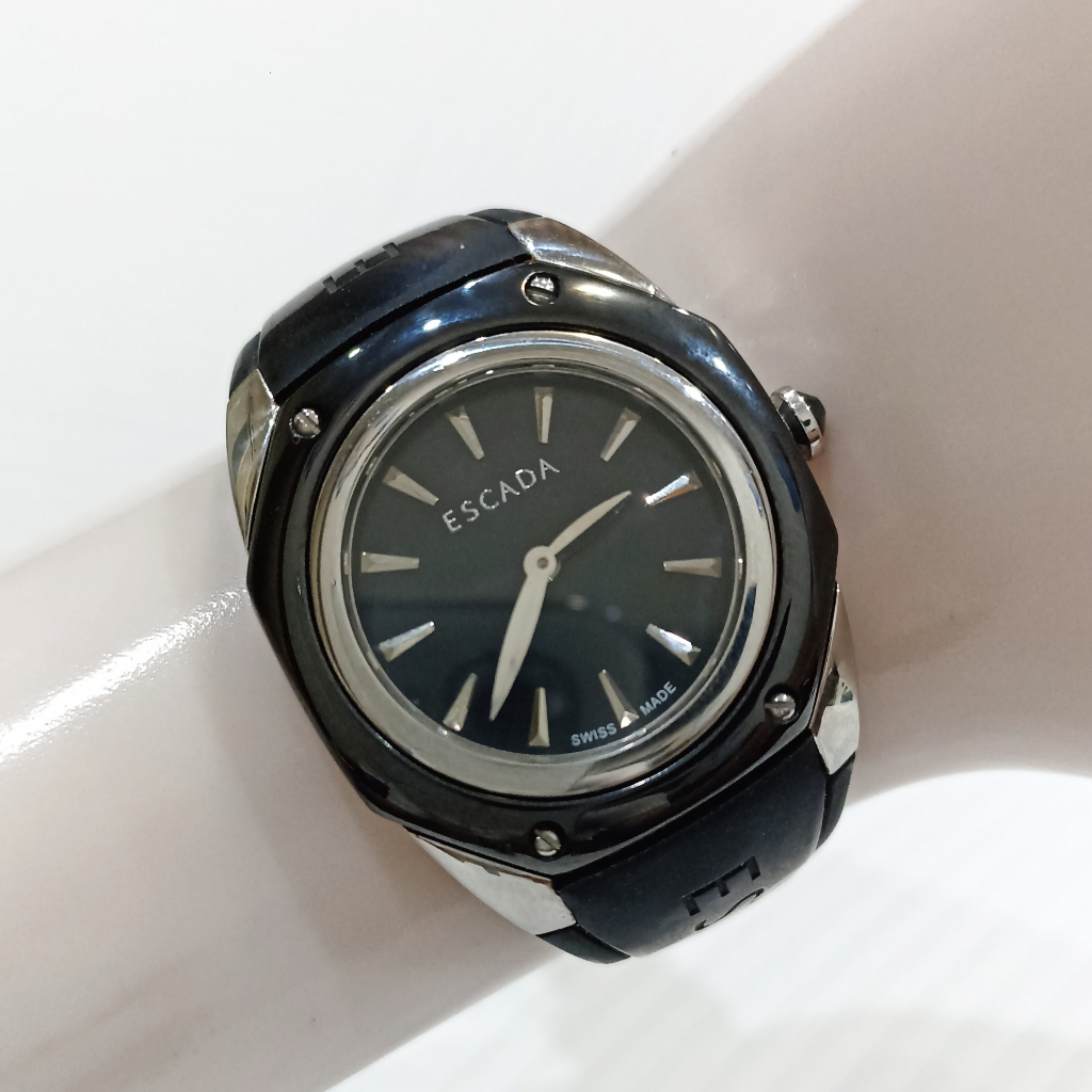 Jam Tangan Escada Naomi Swiss Ceramic Rubber Quartz Watch Fashion Keramik Karet Wanita Cewek Ori