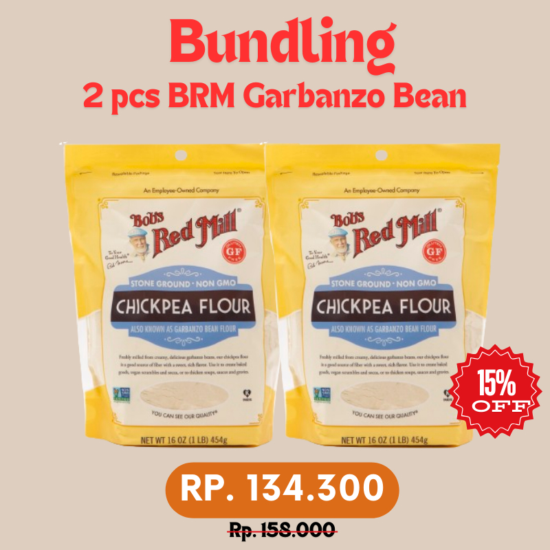 

Bundling 2 pcs Bob's Red Mill Garbanzo Bean (Chikpeas) Flour 453 gr (Des24)