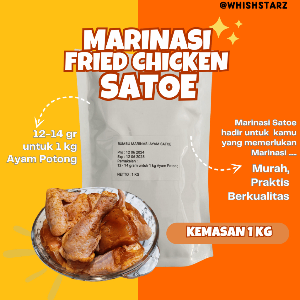 

Marinasi Satoe Fried Chicken 1 kg (Ayam Goreng - Ayam Geprek)