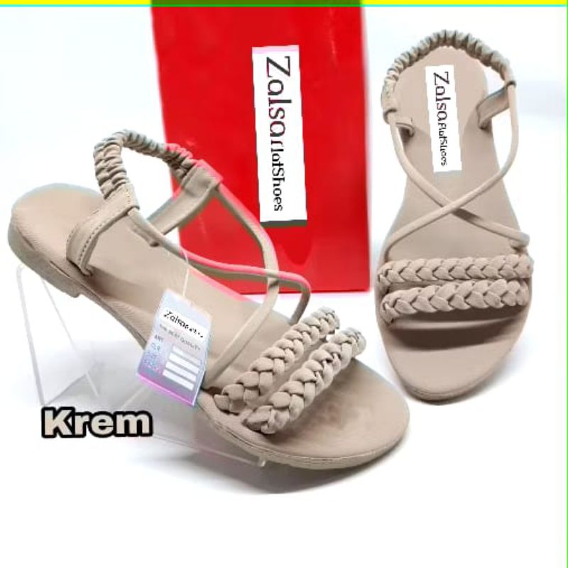 Sandal Zalsa Selop Karet Kepang Ba31 Simple Elegan