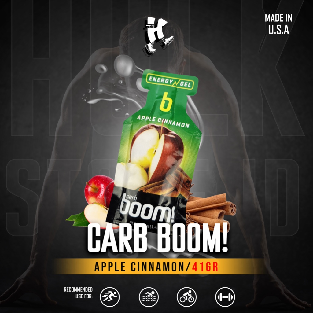 Carb Boom Energy Gel 41Gr-Apple Cinnamon made in USA-110Cal