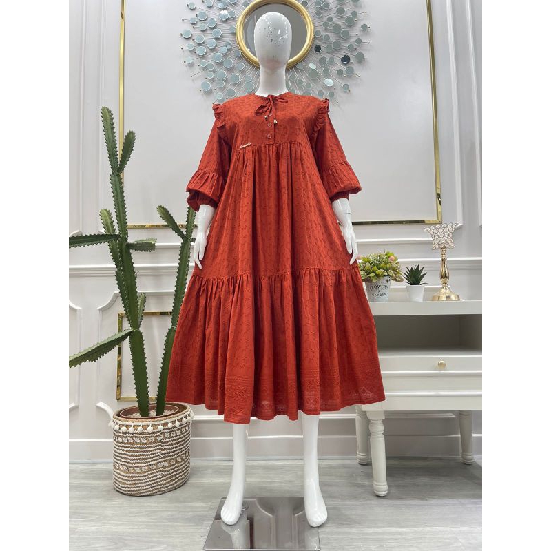 MIDI dress Salvina ys ori katun bordir