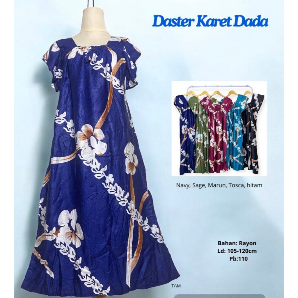 daster pendek rayon kerut karet dada