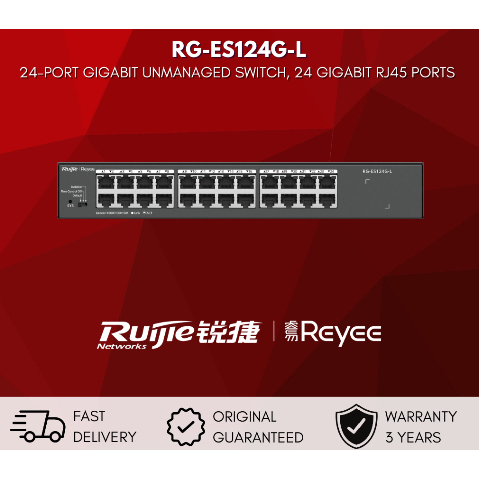 Ruijie Reyee RG-ES124G-L 24-Port Gigabit Unmanaged Switch Steel Case
