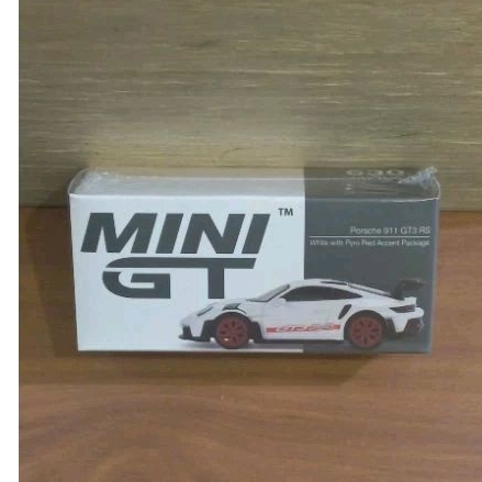 MINI GT 630 PORSCHE 911 (992) GT3 RS WHITE PYRO RED ACCENT MINIGT