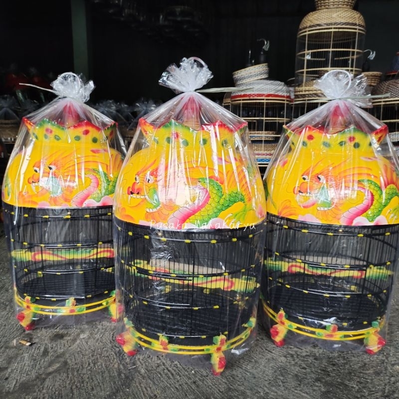 KANDANG BURUNG PERKUTUT FULLSET MAHKOTA KAYU MOTIF NAGA SUPER TERBAIK - PUSAT SANGKAR CIANJUR