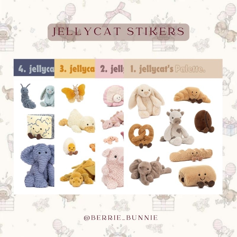 

[berrie_bunnie] stiker jellycat | A6 finishing doff jellycat stiker, bisa untuk dekorasi, journaling, dll.