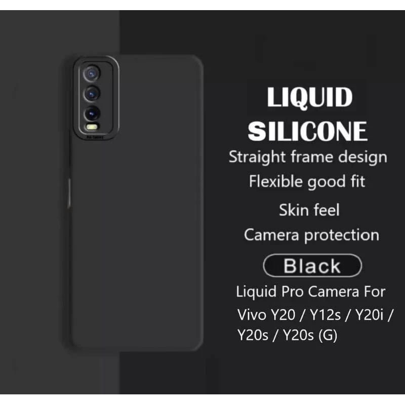 SLICON/CASE FULL BLACK VIVO Y20 /Y20S /Y20I Y12S TPU CANDY CASE PRO PELINDUNG CAMERA HITAM POLOS