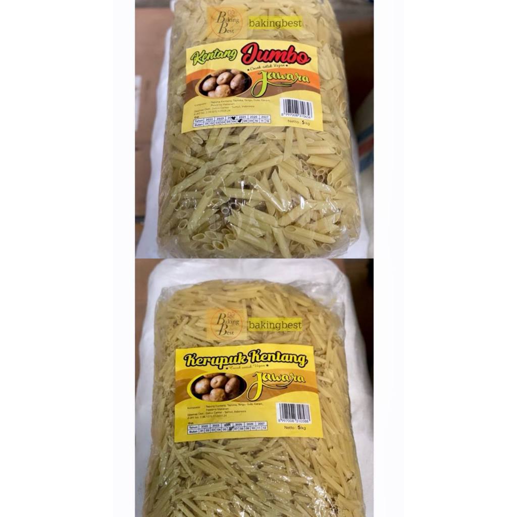 

Kerupuk Kentang Curah Repack Jawara (250 gr , 500 gr dan 1 kg) Halal Kerupuk Kentang Biasa dan Jumbo