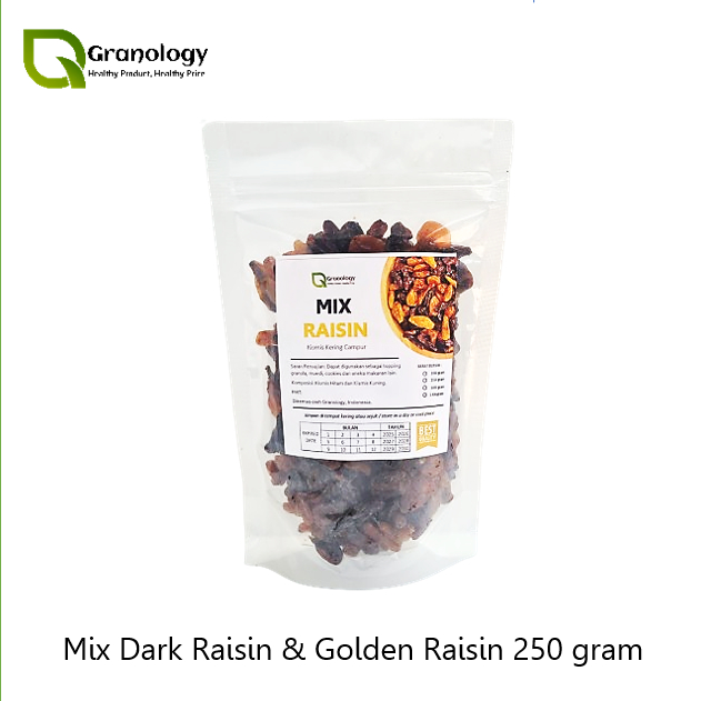 

Mix Raisin 250 gram (Dark Raisin & Golden Raisin)