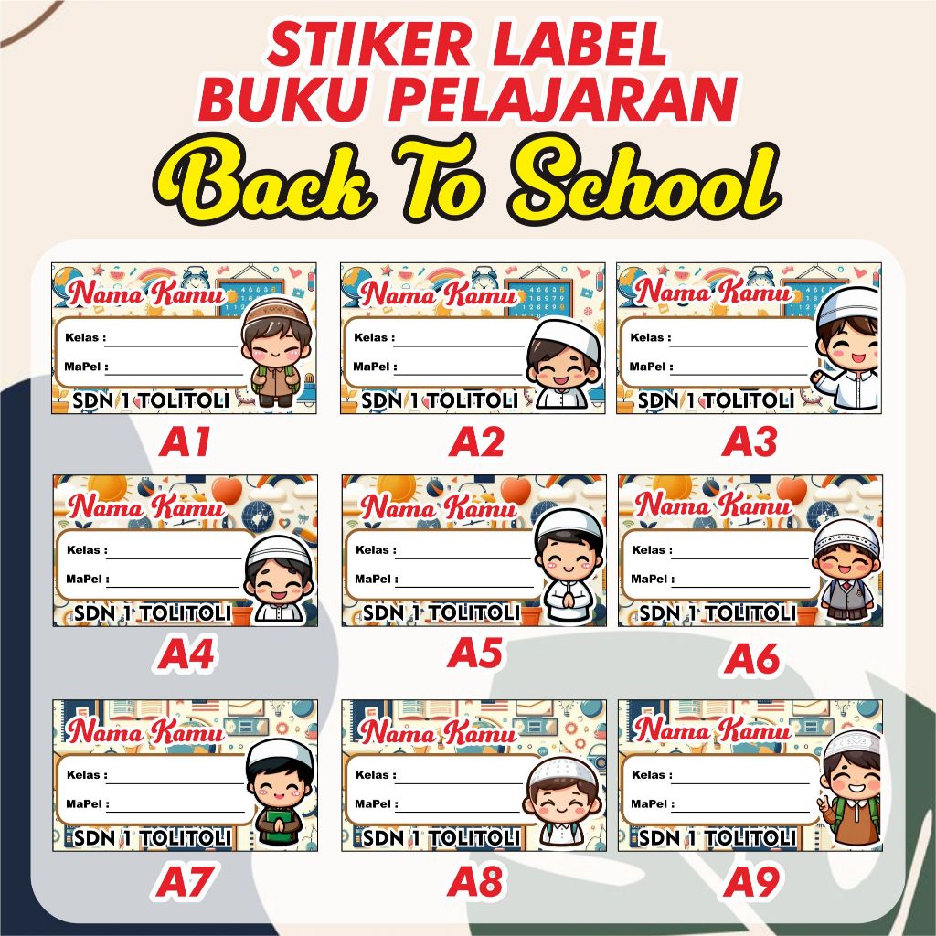 

Stiker label buku pelajaran custom Nama (isi 10pcs)