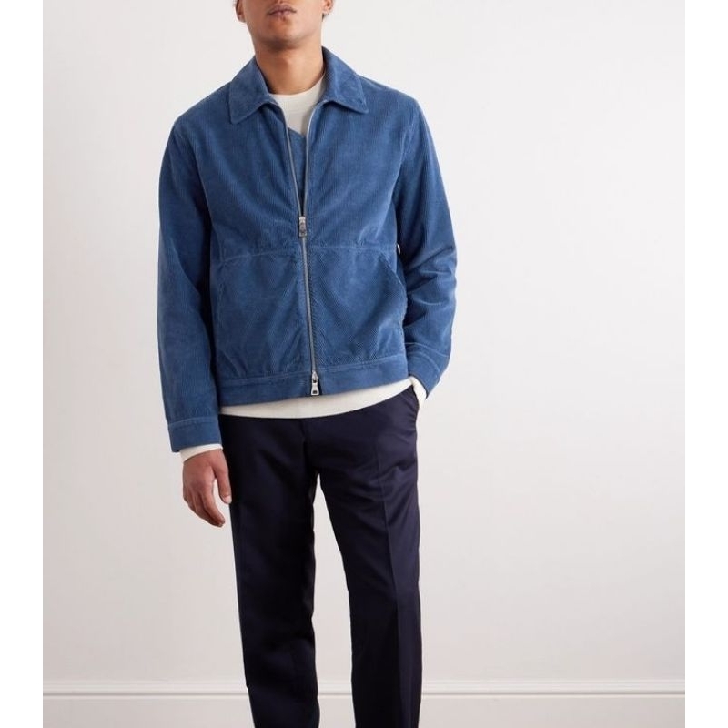 PREMIUM CLOUDY SKY Jaket Boxy Corduroy Pria Navy PREMIUM